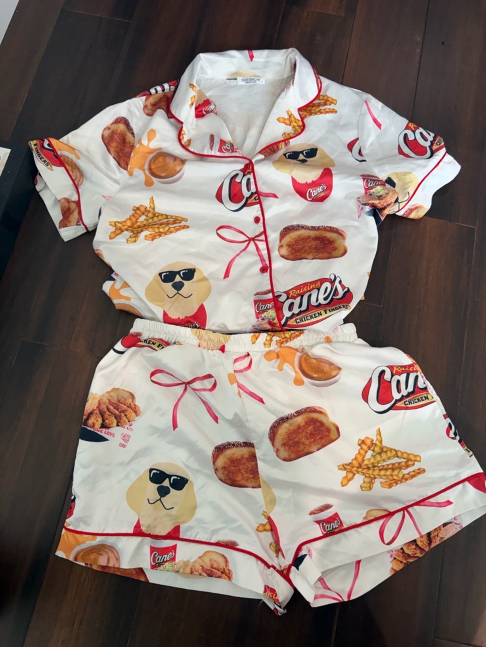 Raising Cane's White Graphic Short Pajama Set
